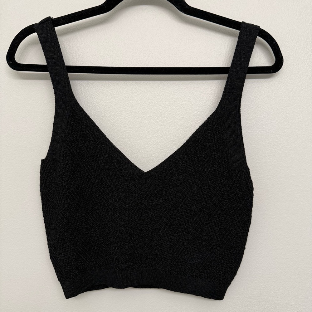 Zara black knit cropped tank top